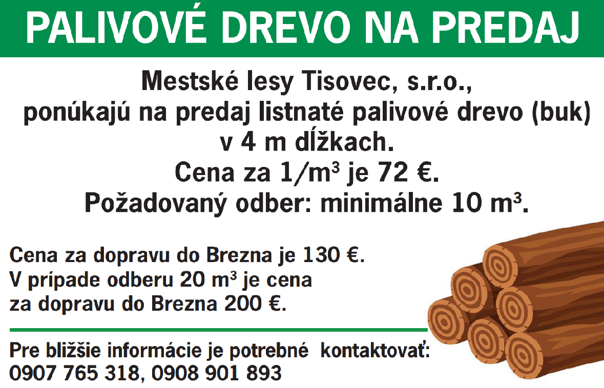 Predaj palivového dreva – Mestské lesy Tisovec